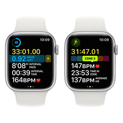 Apple Watch Series 8 (GPS+ Cellular 45MM) Silver Aluminum Case with White Sport Band - MP4Q3LL/A