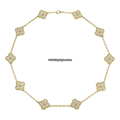 Van Cleef & Arpels Vintage Alhambra Necklace 10 Motif Diamond