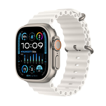 Apple Watch Ultra 2 [GPS + Cellular 49mm] Smartwatch with Rugged Titanium Case & White Ocean Band M/L - MREJ3LL/A