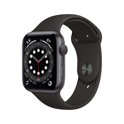 Apple Watch Series 6 GPS 44mm Space Gray Aluminum Case with Black Sport Band - M00H3LL/A
