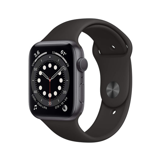 Apple Watch Series 6 GPS 44mm Space Gray Aluminum Case with Black Sport Band - M00H3LL/A