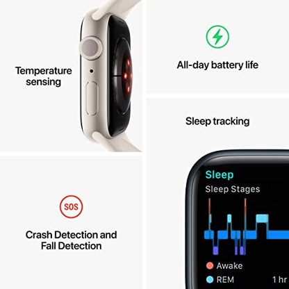 Apple Watch Series 8 (GPS) 41mm Aluminum Case with Midnight Sport Band - S/M - Midnight - MNU73LL/A