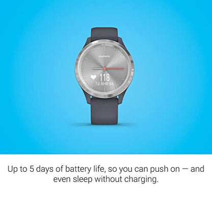 Garmin vivomove 3s Hybrid Smartwatch Silver with Granite Blue Bnad - 010-02238-00