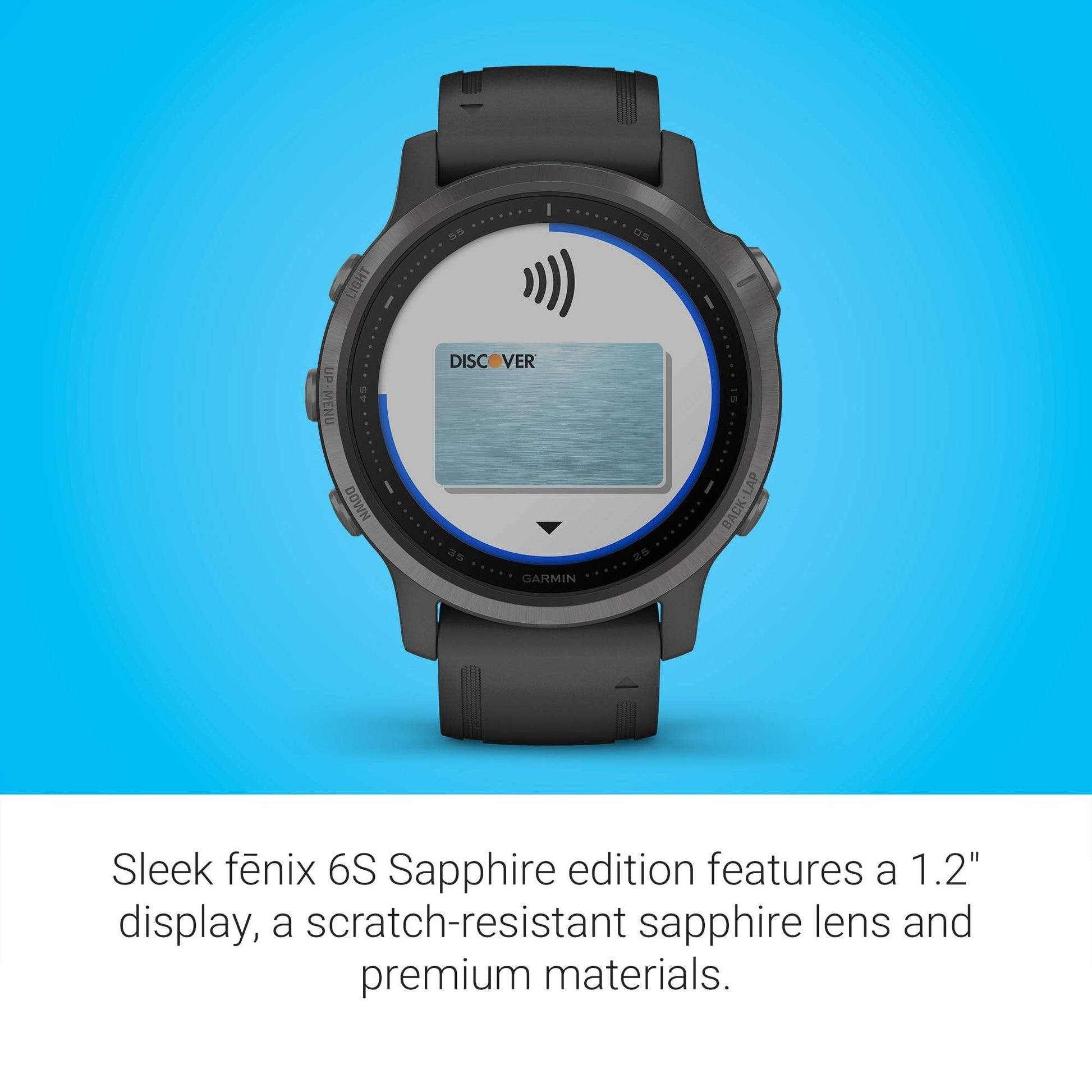Garmin - f?nix 6S Sapphire GPS 30mm  - Carbon Gray with Black Silicone Band - 010-02159-24
