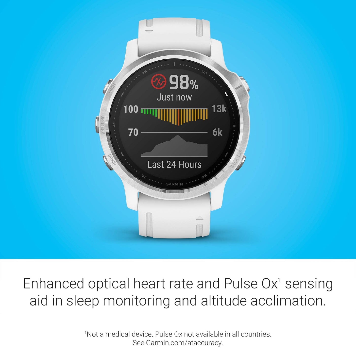 Garmin fenix 6S Smartwatch 42mm Polymer -White with White Silicone Band - 010-02159-00
