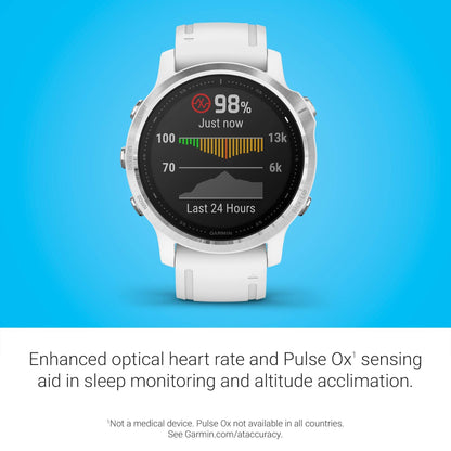 Garmin fenix 6S Smartwatch 42mm Polymer -White with White Silicone Band - 010-02159-00