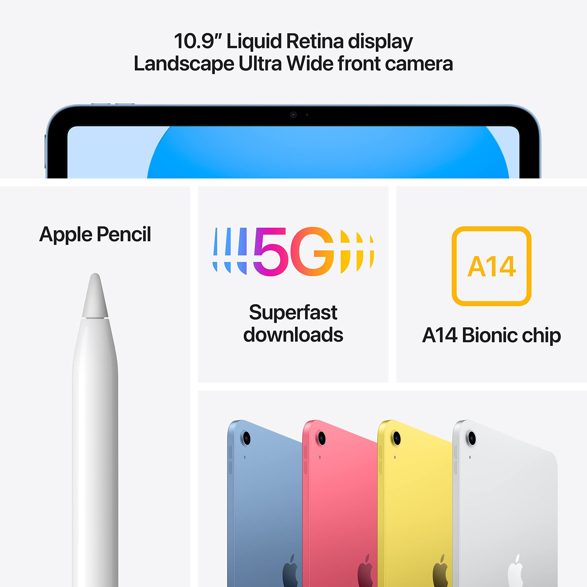 Apple - iPad 10th Gen (2022) with Wi-Fi + Cellular - 64GB - Yellow - MQ6L3LL/A