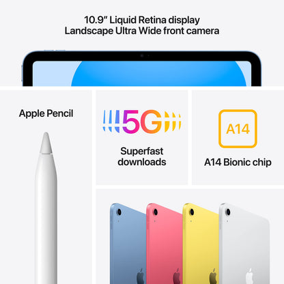 Apple - iPad 10th Gen (2022) with Wi-Fi + Cellular - 64GB - Yellow - MQ6L3LL/A
