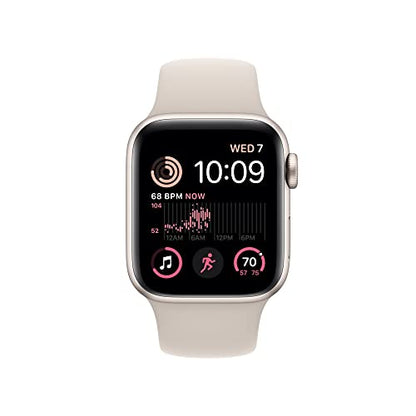 Apple Watch SE 2nd Generation (GPS) 40mm Aluminum Case with Starlight Sport Band - M/L - Starlight - MNT63LL/A