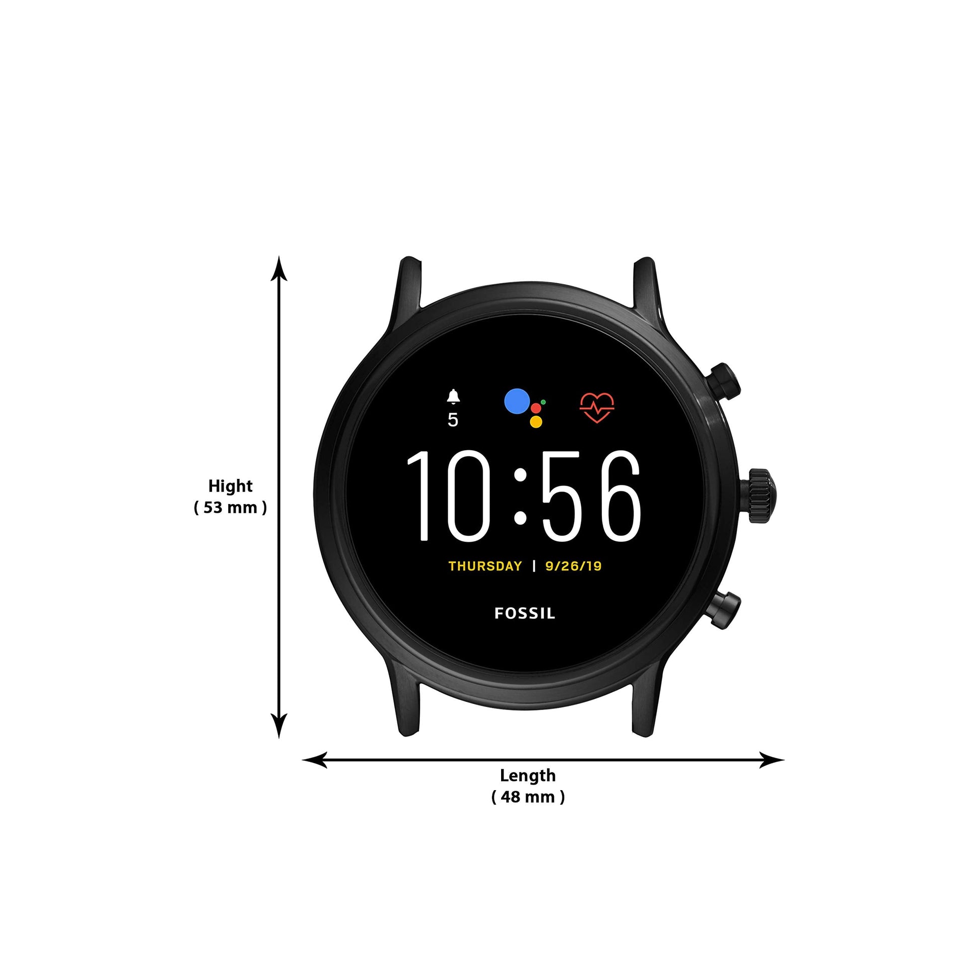 Fossil - Gen 5 Smartwatch 44mm Stainless Steel - Black with Brown Leather Band - FTW4026