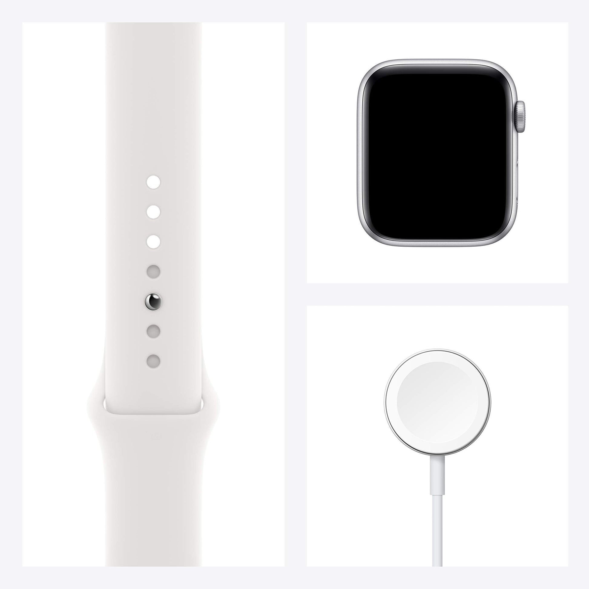 Apple Watch SE (GPS + Cellular) 44mm Silver Aluminum Case with White Sport Band - Silver - (2020) - MYEM2LL/A