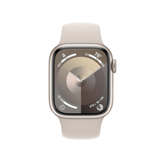 Apple Watch Series 9 (GPS) 41mm Aluminum Case w/ Starlight Sport Band (M/L) - Starlight - MR8U3LW/A