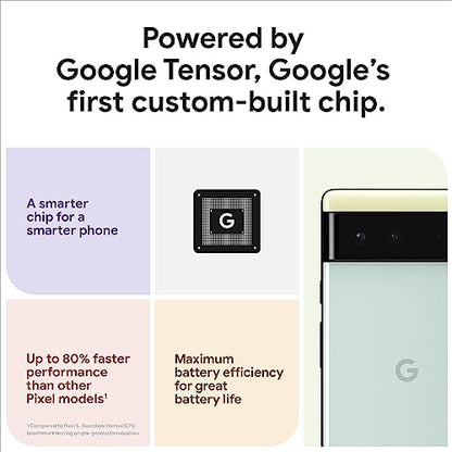 Google Pixel 6-5G Android Phone - Unlocked Smartphone with Wide and Ultra Wide Lens - 128 GB - Sorta Seafoam