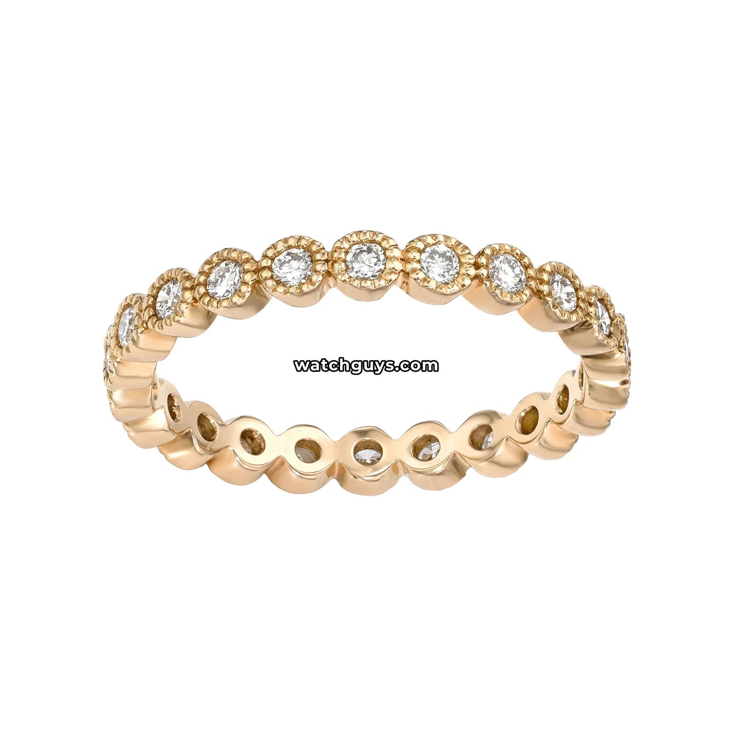 Bezel Set Diamond Eternity Ring 0.48 Carat TW 18k Yellow Gold
