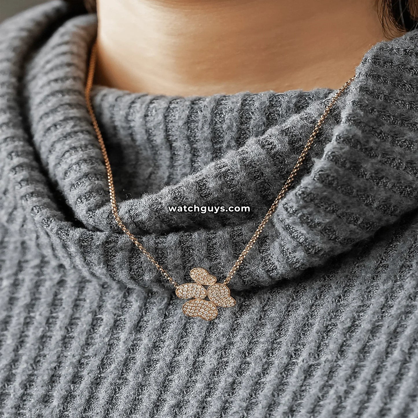 Butterfly Diamond Pendant Necklace 18k Rose Gold