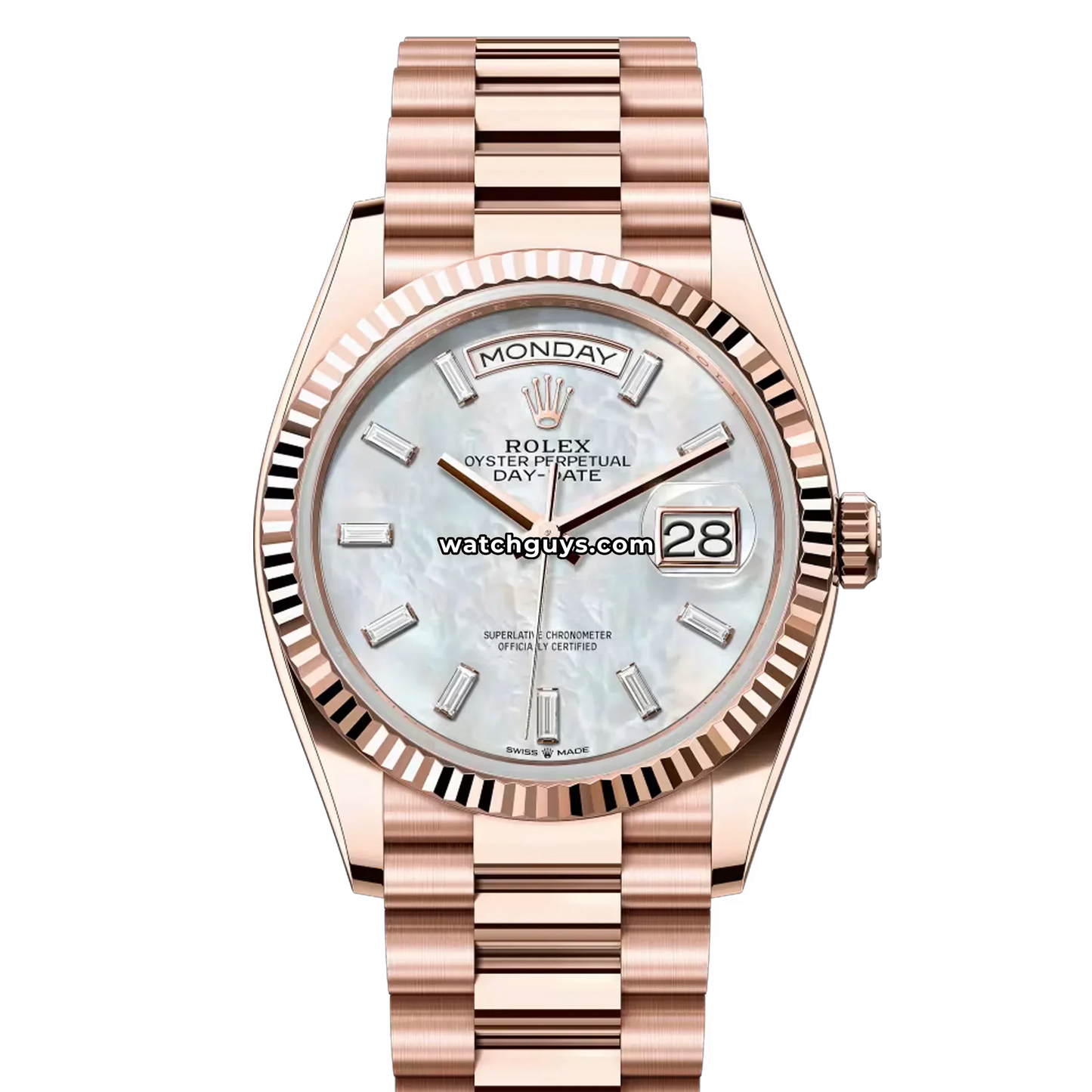 Rolex Day-Date 128235 Mother of Pearl Diamond Baguette