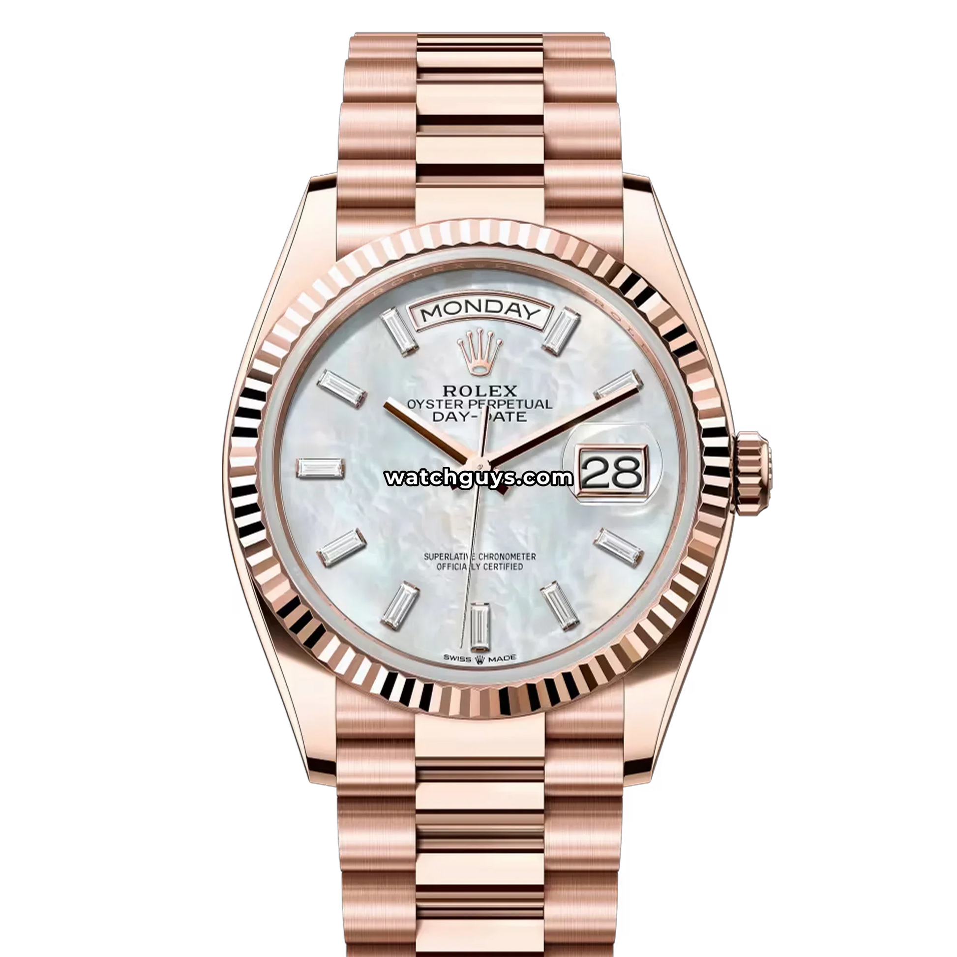 Rolex Day-Date 128235 Mother of Pearl Diamond Baguette