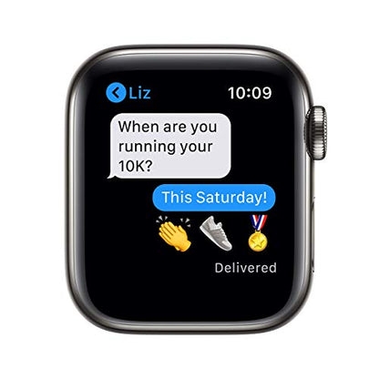 Apple Watch Series 6 40mm GPS+Cellular - Graphite Stainless Steel with Black Sport Band - M02Y3LL/A