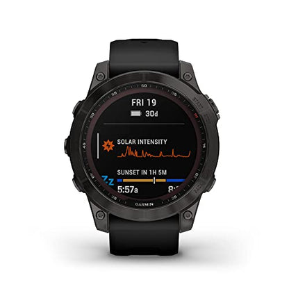 Garmin Fenix 7 Sapphire Solar GPS Smartwatch - 47mm - Carbon Gray DLC Titanium w/ Black Band