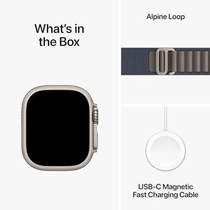 Apple Watch Ultra 2 (GPS + Cellular 49mm) Rugged Titanium Case with Blue Alpine Loop - Large - MREQ3LL/A