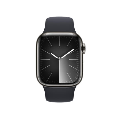 Apple Watch 9 (GPS+Cell) 41mm Stainless Steel Case with Sport Band - Graphite