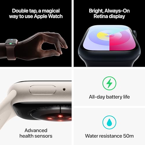 Apple Watch Series 9 (GPS) 41mm Aluminum Case with Storm Blue Sport Band - M/L - Silver - MR913LL/A