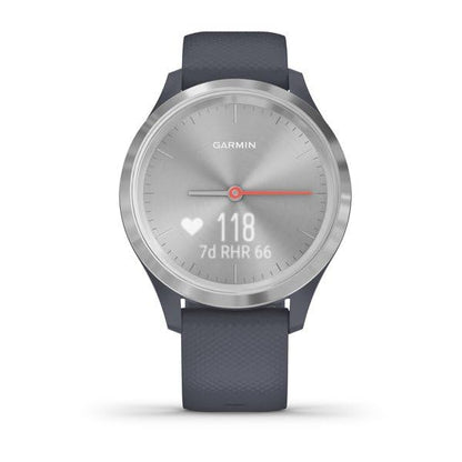 Garmin vivomove 3s Hybrid Smartwatch Silver with Granite Blue Bnad - 010-02238-00