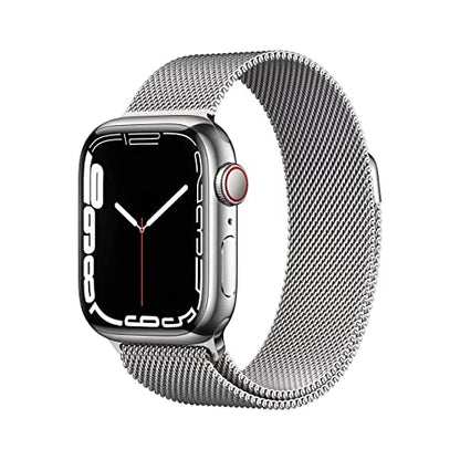 Apple Watch Series 7 (GPS + Cellular, 41mm) Silver Stainless Steel Case with Silver Milanese Loop - MKHF3LL/A