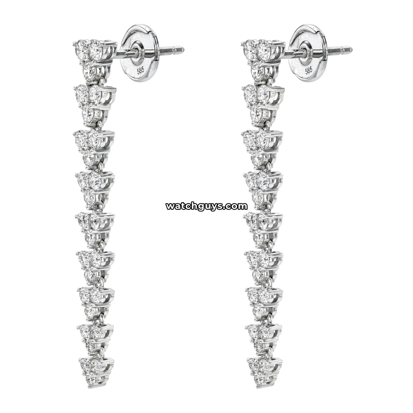 Diamond Drop Earrings 1.26 Carat TW 14k White Gold
