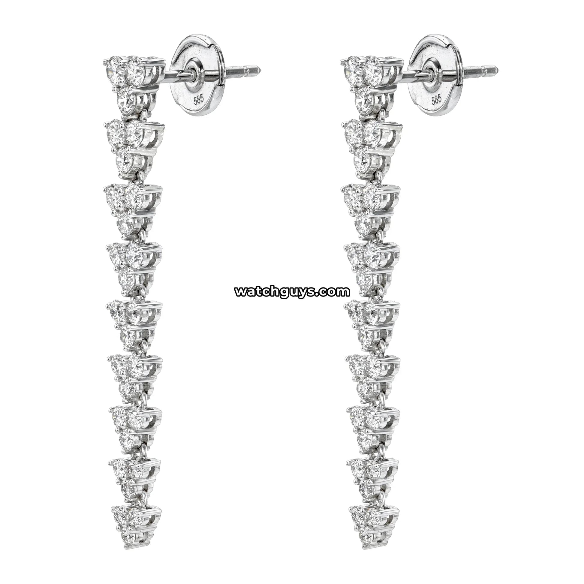 Diamond Drop Earrings 1.26 Carat TW 14k White Gold