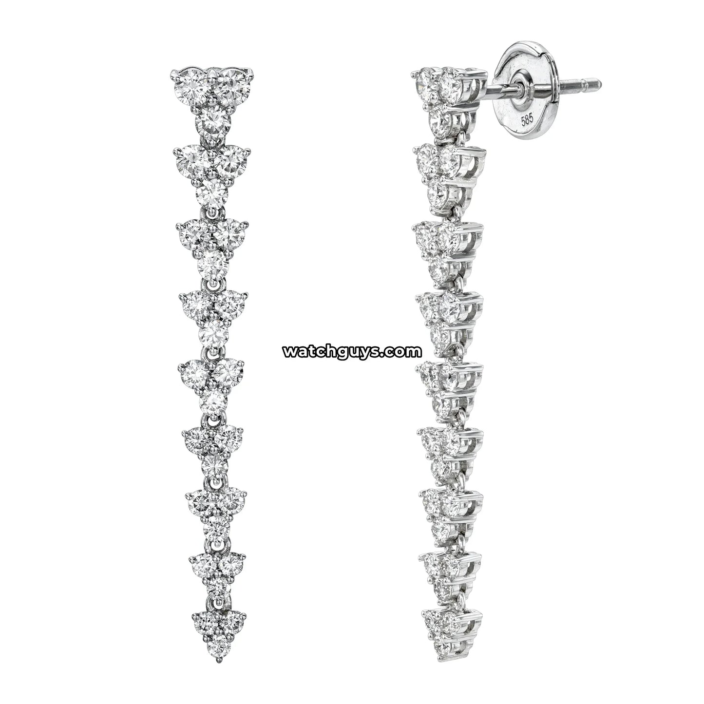 Diamond Drop Earrings 1.26 Carat TW 14k White Gold