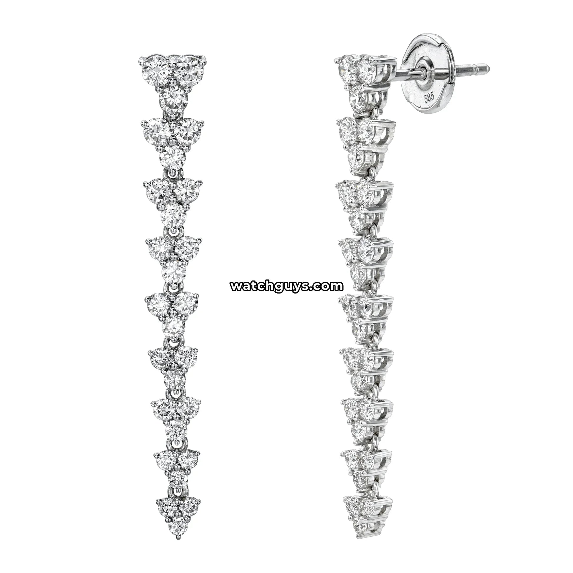 Diamond Drop Earrings 1.26 Carat TW 14k White Gold