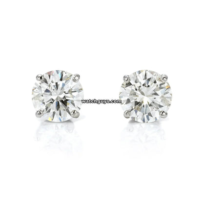 Diamond Stud Earrings 3.08 Carat TW 14K White Gold GIA Certified