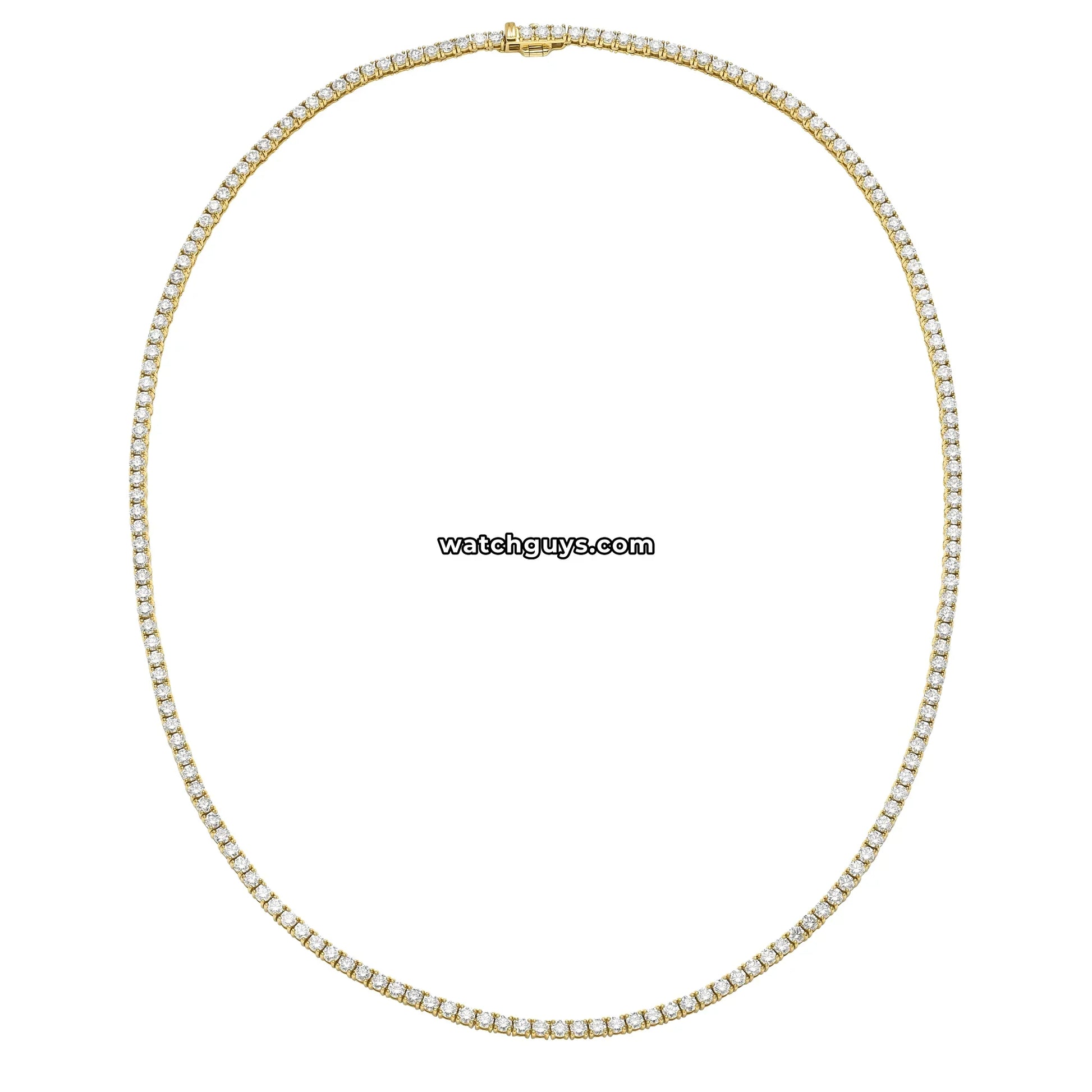 Diamond Tennis Necklace 9.81 Carat TW 18k Yellow Gold