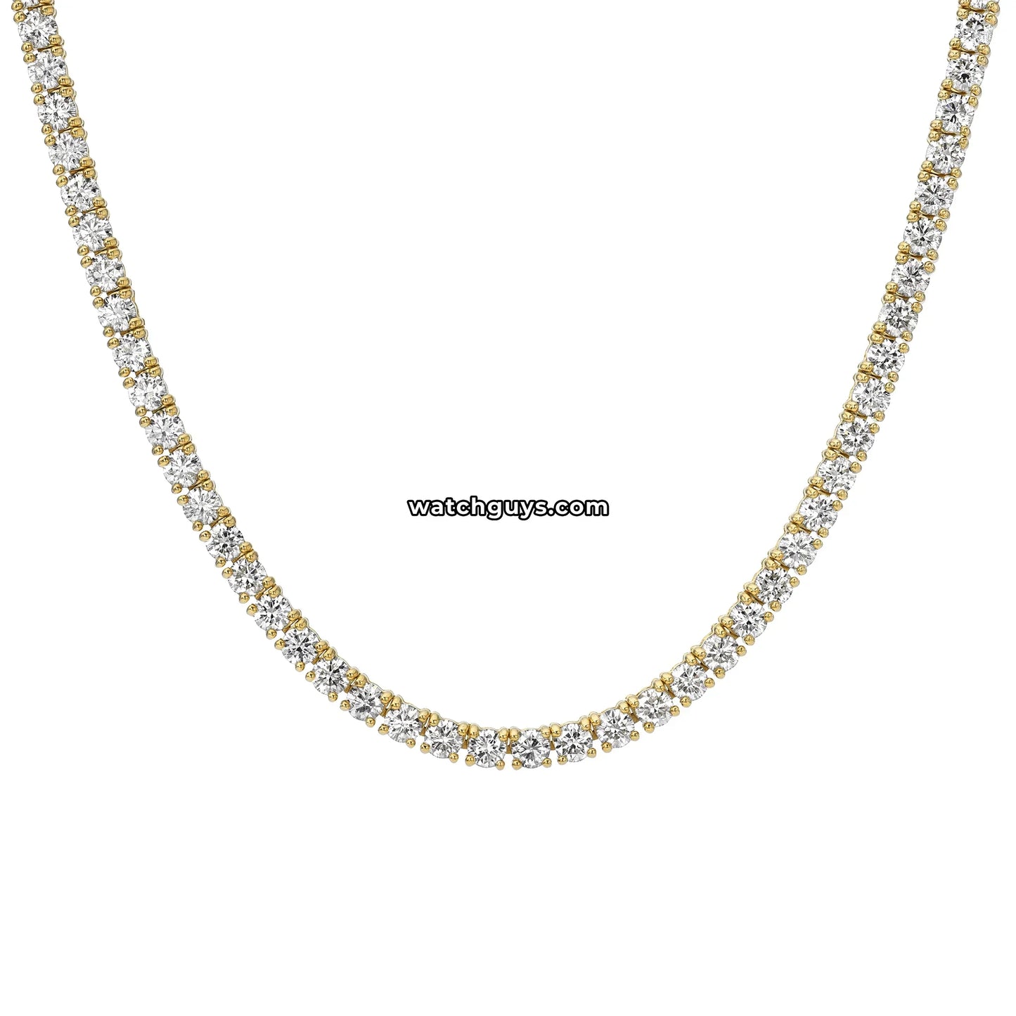 Diamond Tennis Necklace 9.81 Carat TW 18k Yellow Gold