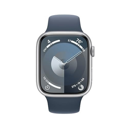 Apple Watch Series 9 45mm GPS - Silver Aluminum Case with Storm Blue Sport Band - M/L - MR9E3LW/A