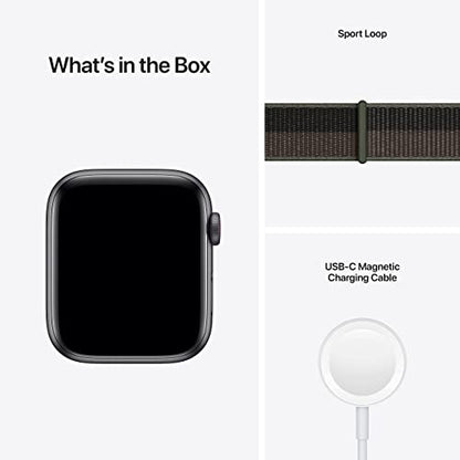 Apple Watch SE (GPS + Cellular, 44mm) Space Gray Aluminum Case with Tornado/Grey Sport Loop - MKRT3LL/A