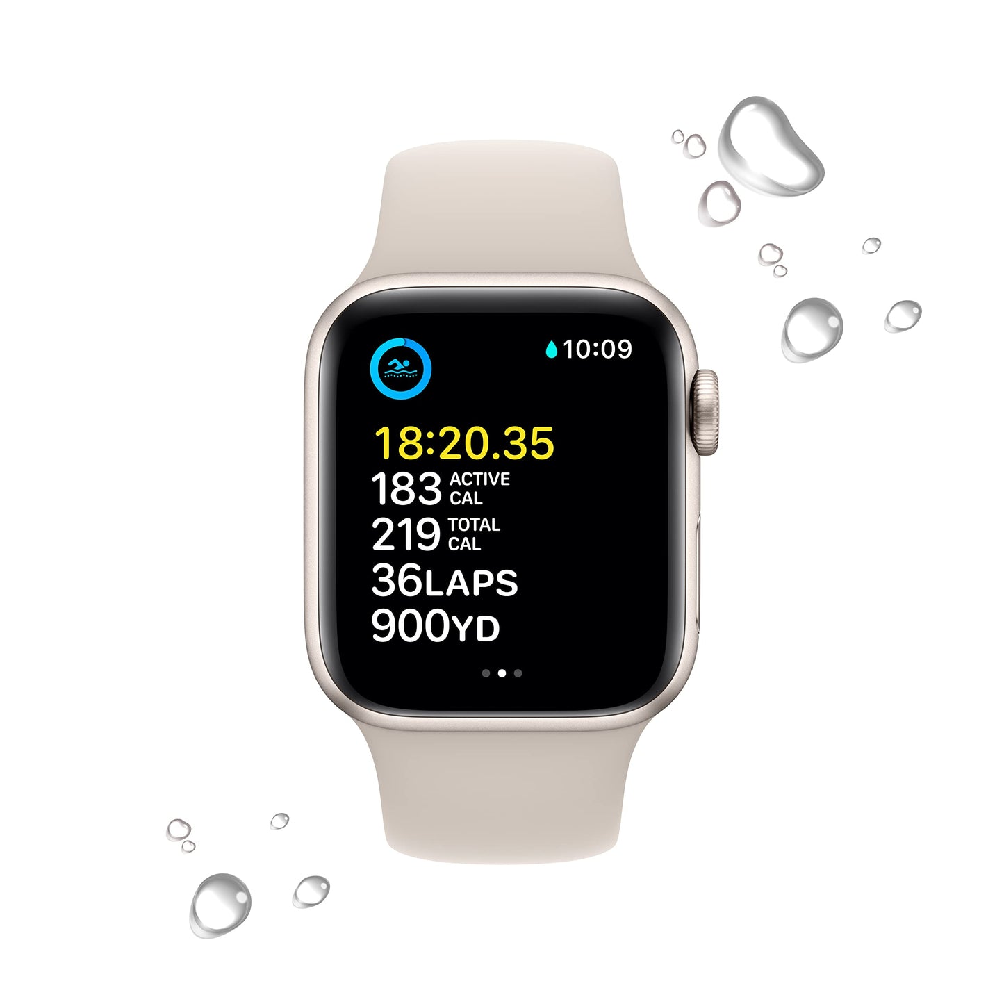 Apple Watch SE 2nd Gen GPS, 40mm Starlight Aluminum Case with Sport Band, M/L - MRG03LL/A