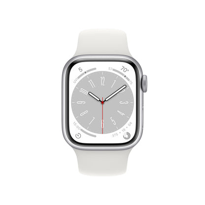 Apple Watch Series 8 (GPS) 41mm Aluminum Case w/ White Band - M/L Silver - MP6M3LL/A