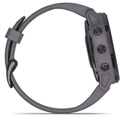 Garmin fenix 6 Multisport GPS Smartwatch 42mm, Solar, Amethyst Steel Shale Gray Band - 010-02409-14