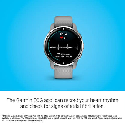 Garmin Venu 2 Plus GPS Smartwatch 43 mm Silver with Gray Band - 010-02496-00