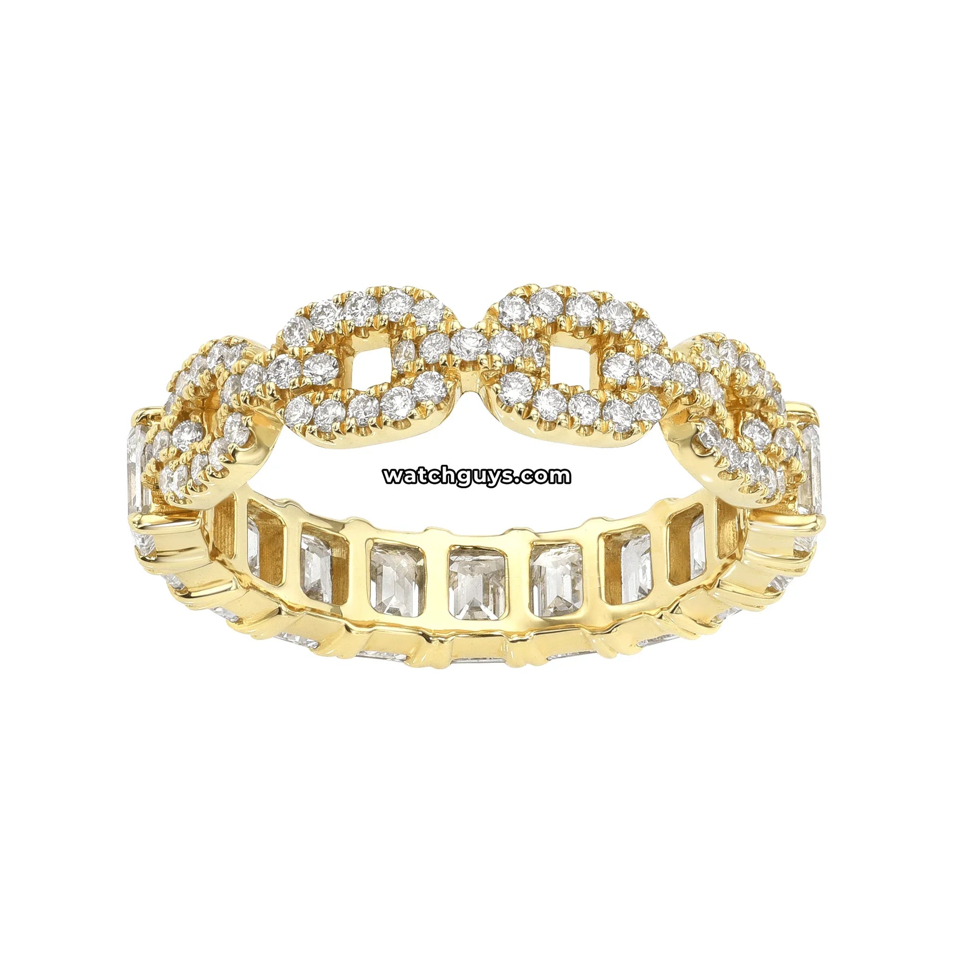 Emerald Diamond Eternity Band 2.73 Carat TW 18k Yellow Gold