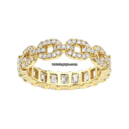 Emerald Diamond Eternity Band 2.73 Carat TW 18k Yellow Gold