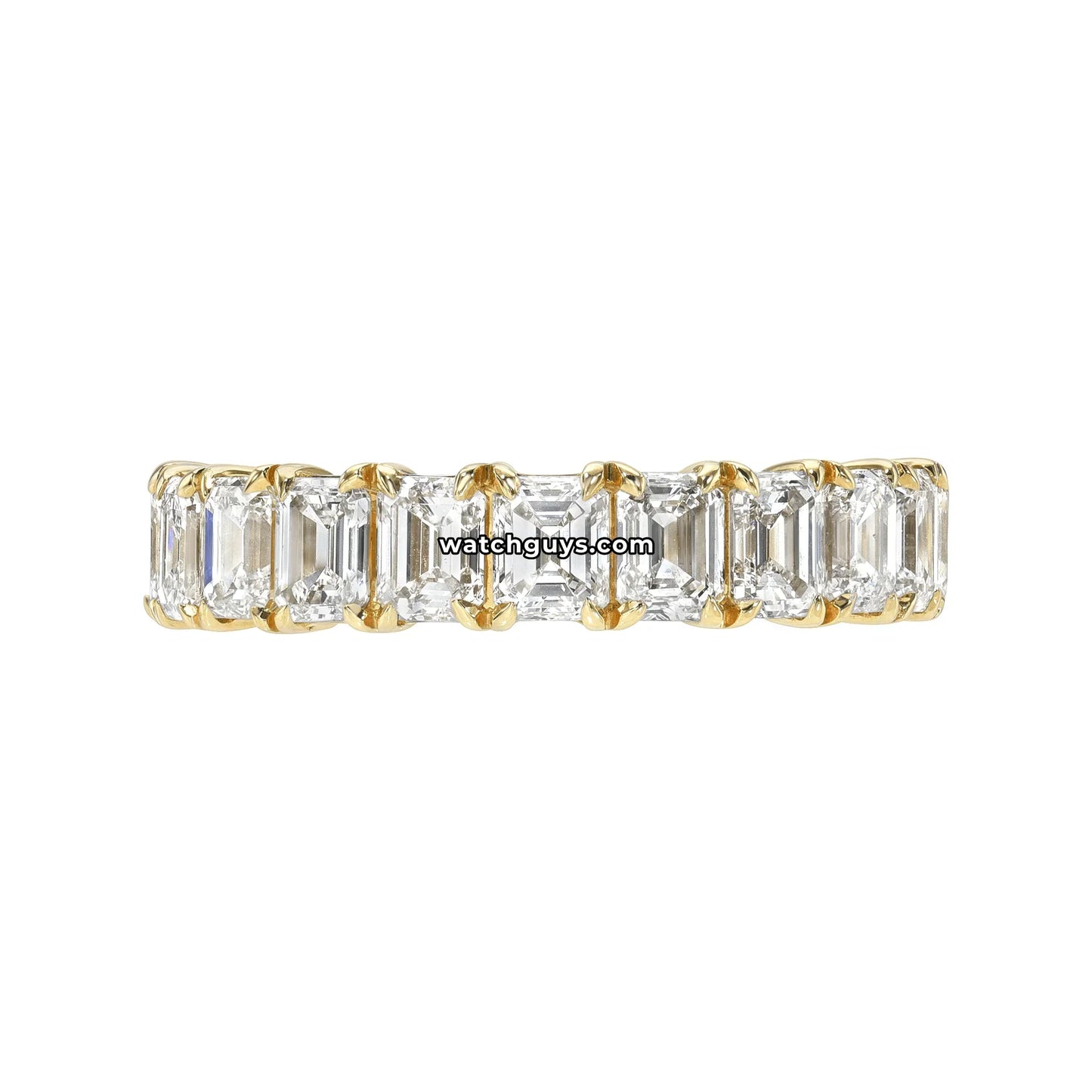 Emerald Diamond Eternity Band 2.73 Carat TW 18k Yellow Gold