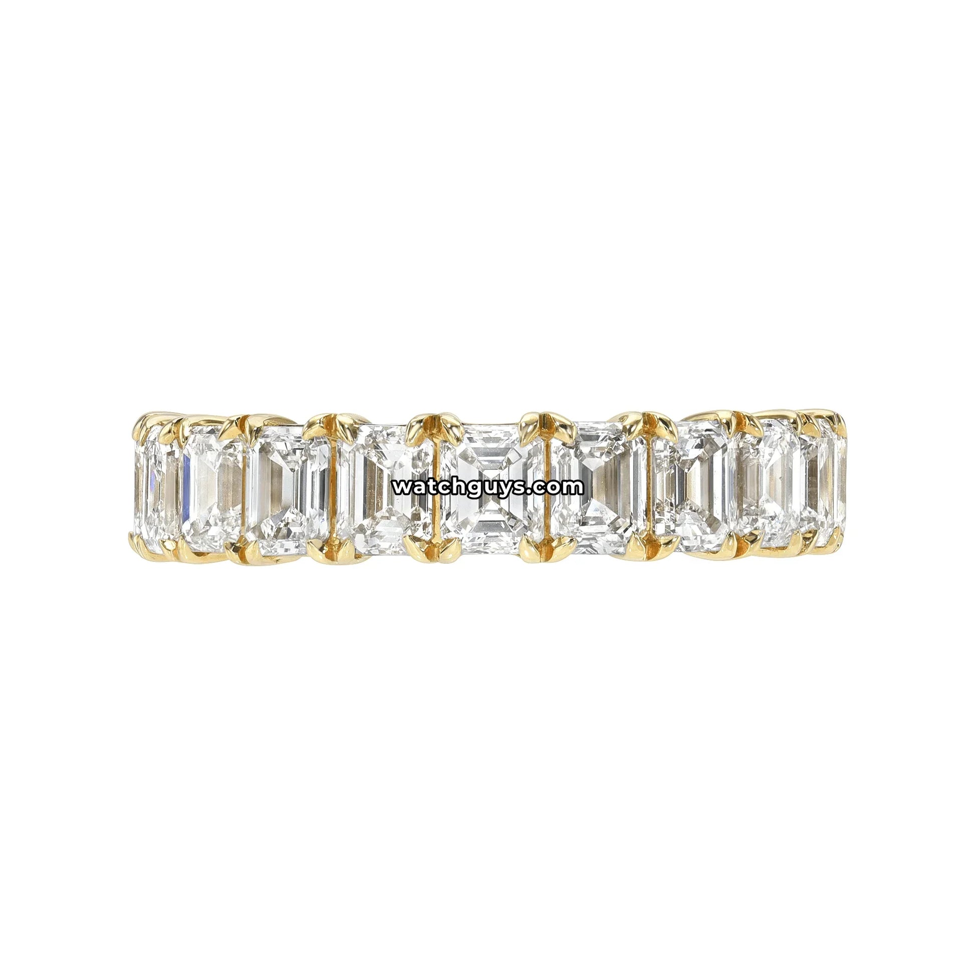 Emerald Diamond Eternity Band 2.73 Carat TW 18k Yellow Gold