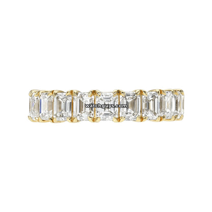 Emerald Diamond Eternity Band 2.73 Carat TW 18k Yellow Gold