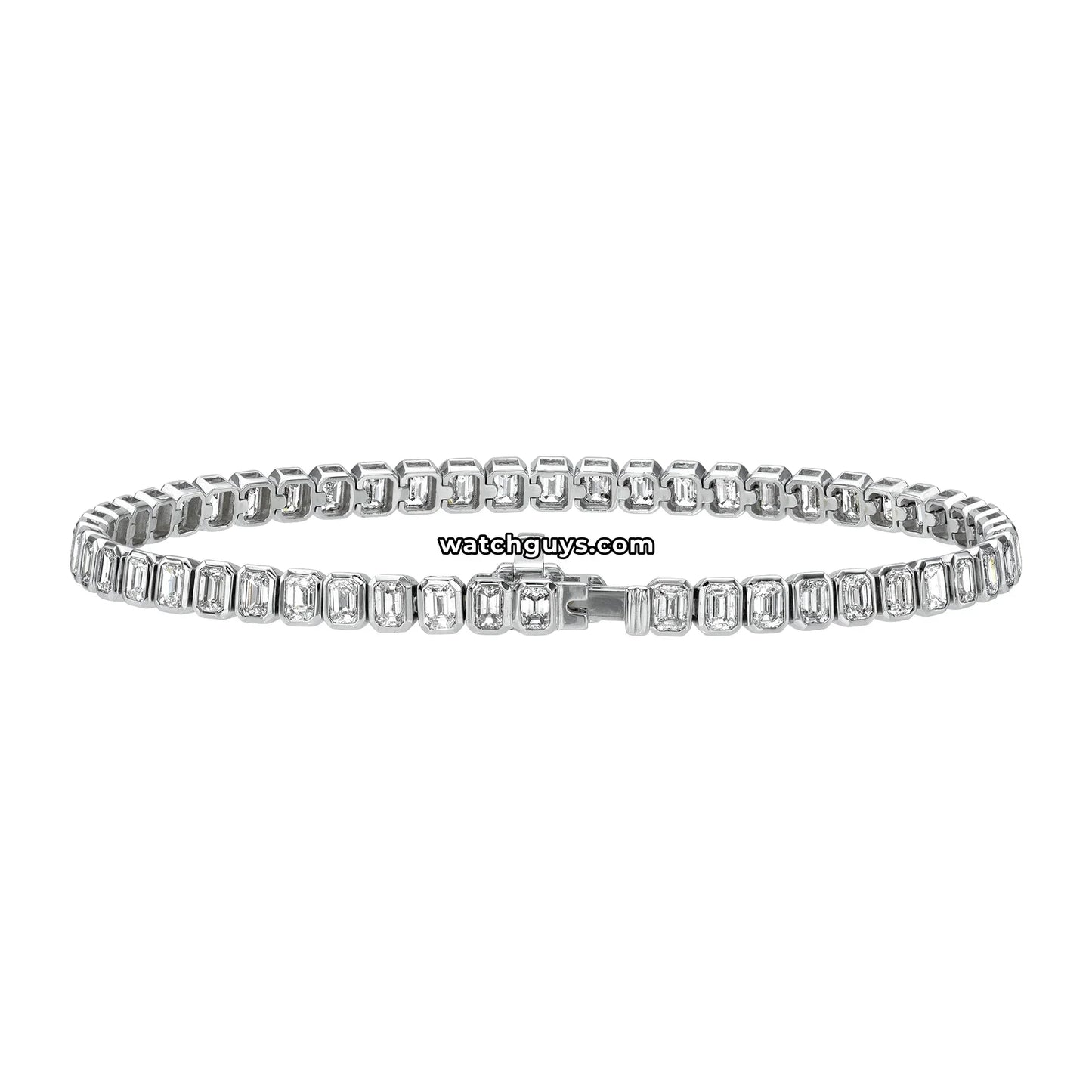 Emerald Diamond Tennis Bracelet 7.90 Carat TW 18k White Gold