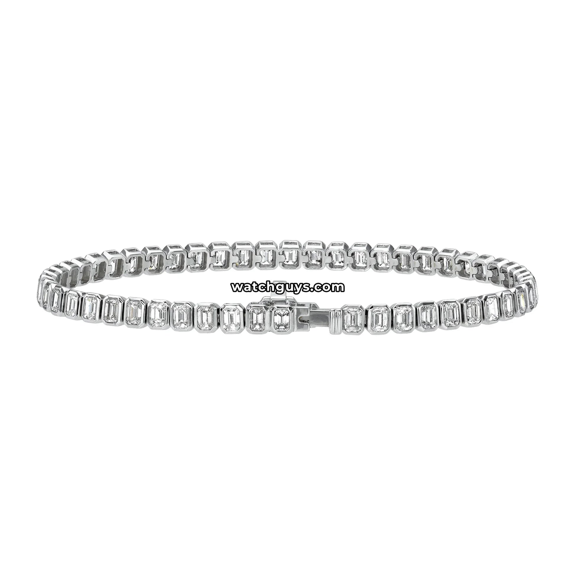 Emerald Diamond Tennis Bracelet 7.90 Carat TW 18k White Gold