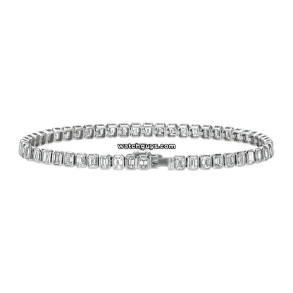 Emerald Diamond Tennis Bracelet 7.90 Carat TW 18k White Gold