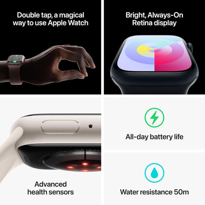 Apple Watch Series 9 [GPS 45mm] Smartwatch with Starlight Aluminum Case and Sport Band M/L - MR973LL/A